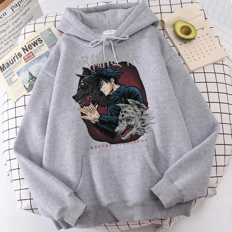 Women's Hoodies Japanese Anime Jujutsu Kaisen Hoodie Yuji Itadori Cartoon Sweatshirts Tops Kawaii Gojo Satoru Graphic Streetwear