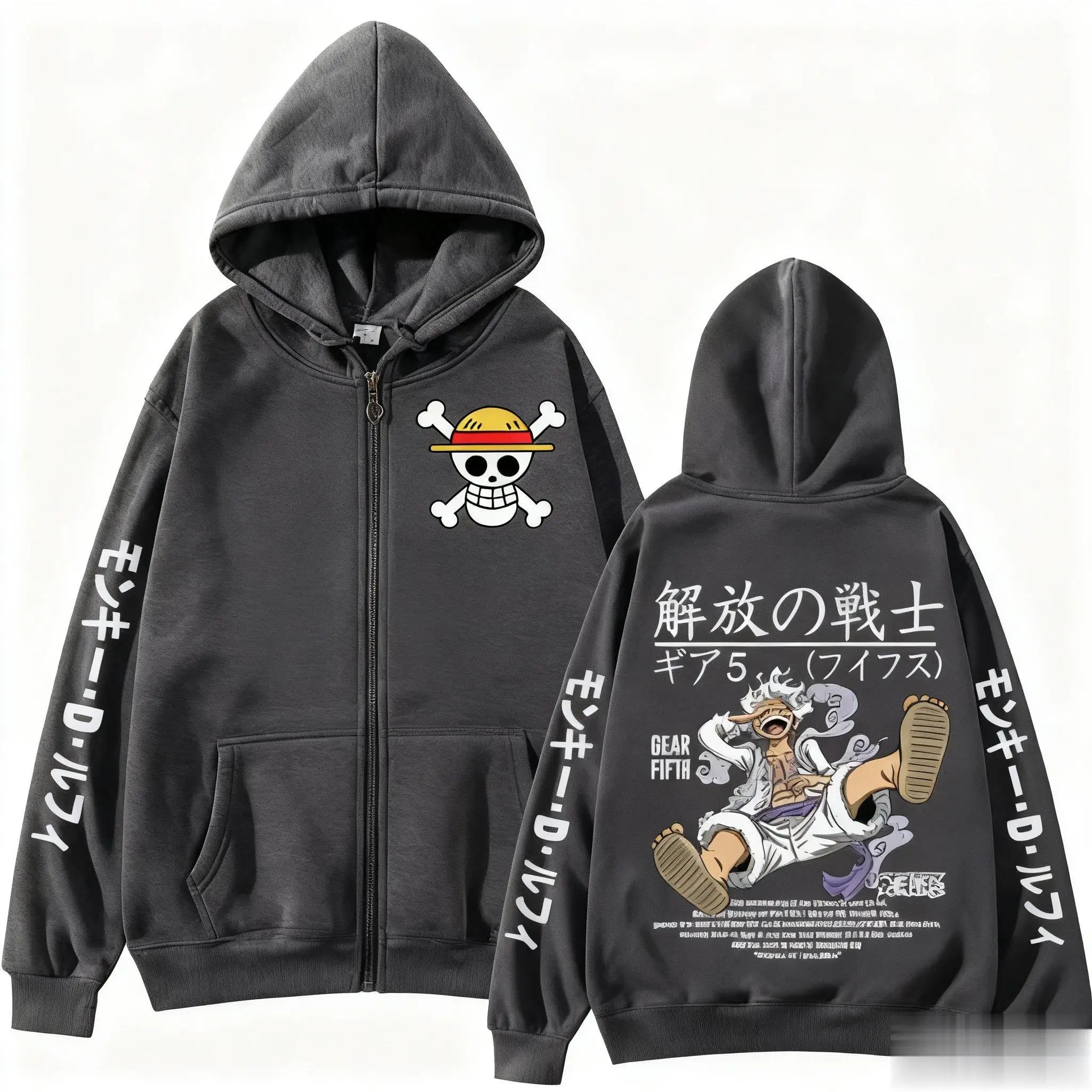 Unisex Oversized One Piece Zipper Hoodie Women Men Anime Print Jacket Sweatshirt Streetwear Casual Cosplay Autumn Fashion Tops